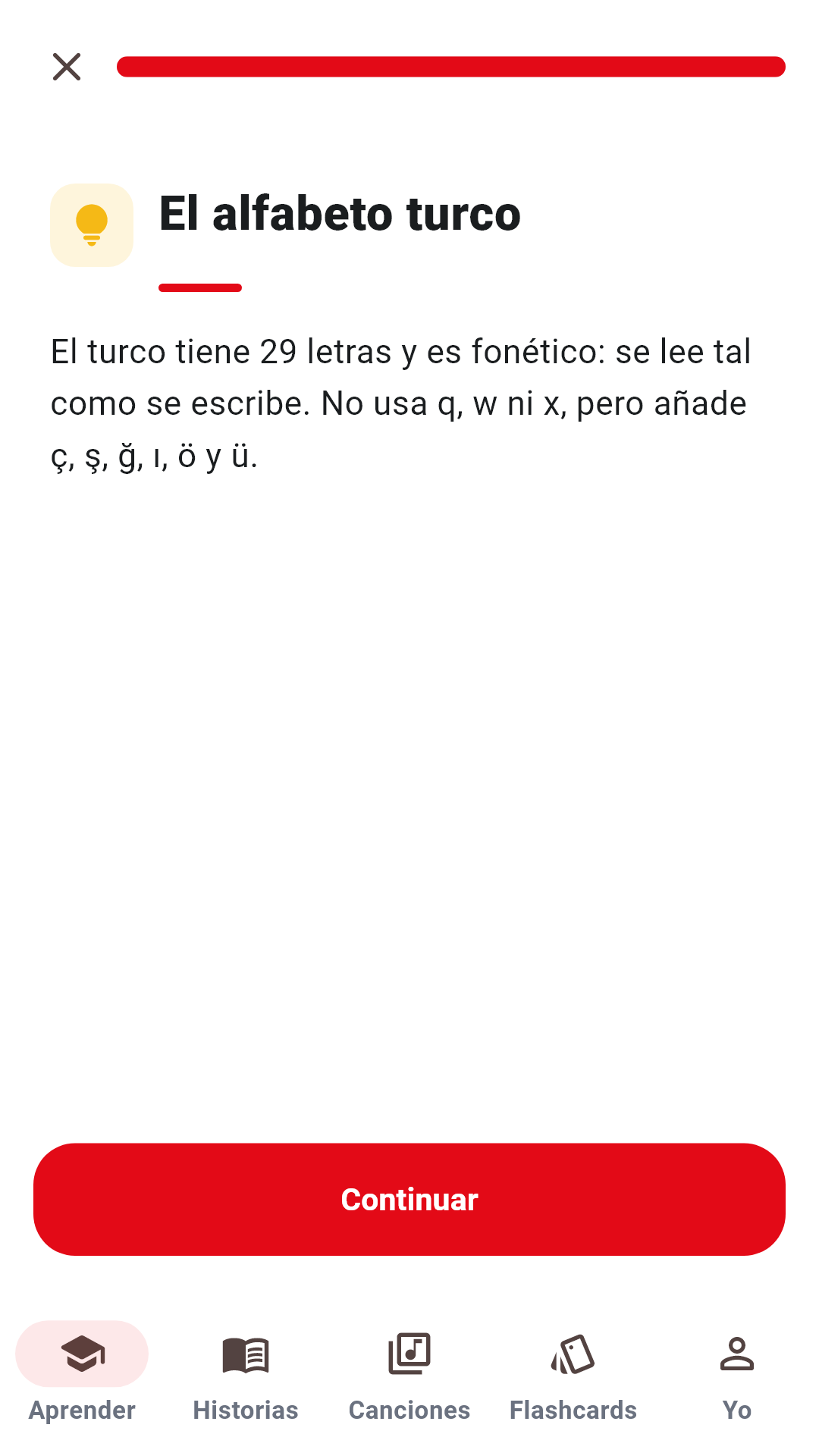 Explicación de gramática dentro de la lección